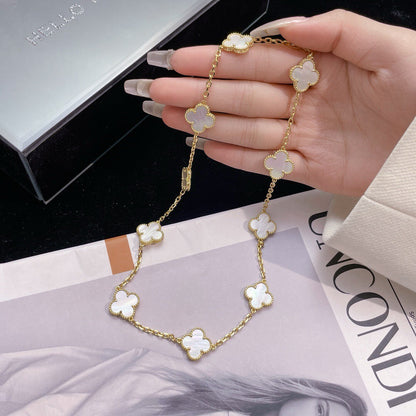 [Marin-Jewelry]CLOVER 10 MOTIFS WHITE MOTHER OF PEARL NECKLACE