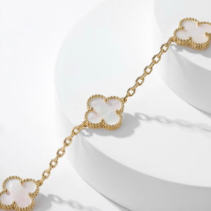 [Marin-Jewelry]CLOVER 10 MOTIFS WHITE MOTHER OF PEARL NECKLACE
