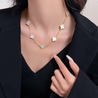 [Marin-Jewelry]CLOVER 10 MOTIFS WHITE MOTHER OF PEARL NECKLACE