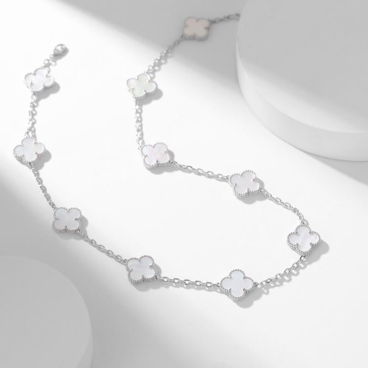 [Marin-Jewelry]CLOVER 10 MOTIFS WHITE MOTHER OF PEARL NECKLACE