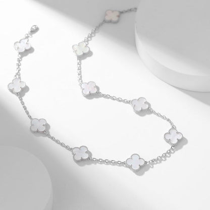 [Marin-Jewelry]CLOVER 10 MOTIFS WHITE MOTHER OF PEARL NECKLACE
