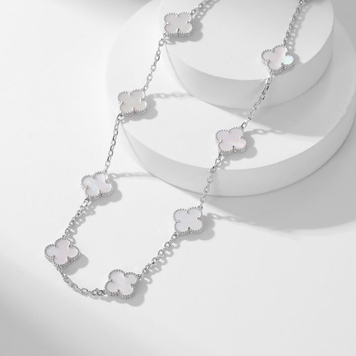 [Marin-Jewelry]CLOVER 10 MOTIFS WHITE MOTHER OF PEARL NECKLACE