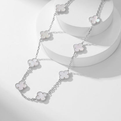 [Marin-Jewelry]CLOVER 10 MOTIFS WHITE MOTHER OF PEARL NECKLACE