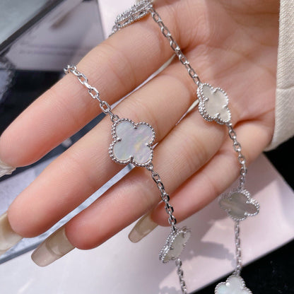 [Marin-Jewelry]CLOVER 10 MOTIFS WHITE MOTHER OF PEARL NECKLACE