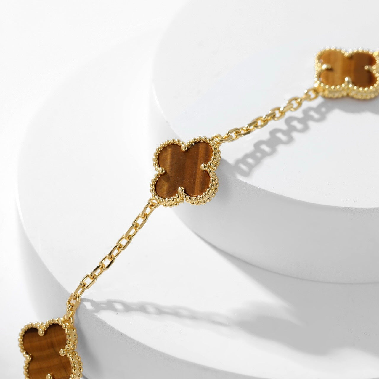 [Marin-Jewelry]CLOVER 10 MOTIFS TIGER EYE NECKLACE