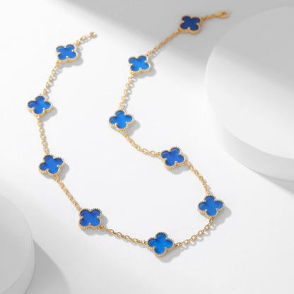 [Marin-Jewelry]CLOVER 10 MOTIFS BLUE AGATE NECKLACE