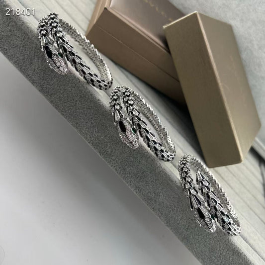 [Marin-Jewelry]NEW OBSIDIAN & DIAMOND SERPENT BRACELET