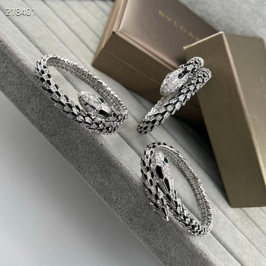[Marin-Jewelry]NEW OBSIDIAN & DIAMOND SERPENT BRACELET