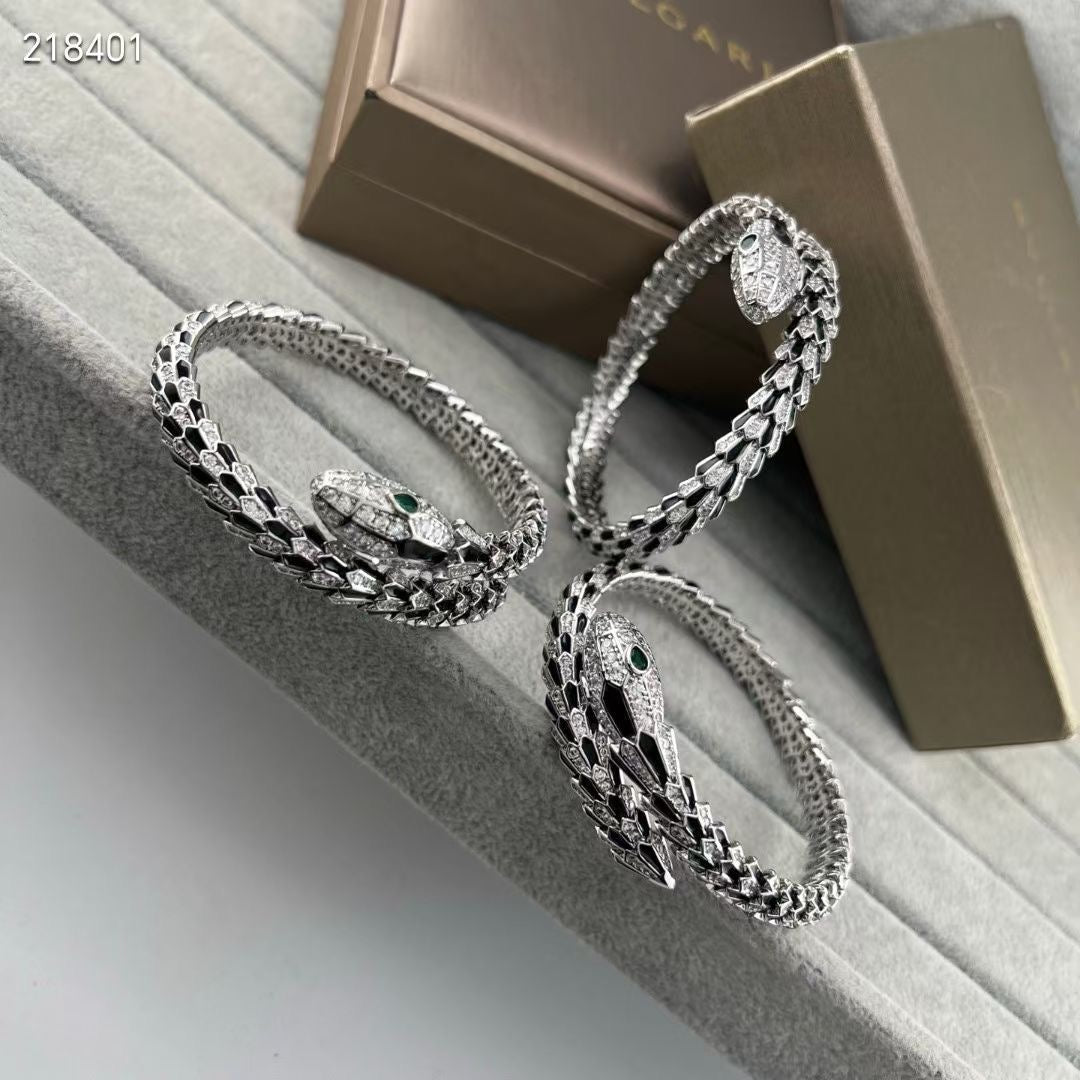 [Marin-Jewelry]NEW OBSIDIAN & DIAMOND SERPENT BRACELET