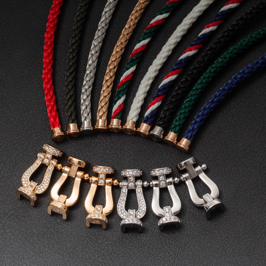 [Marin-Jewelry]FORCE LARGE HORSESHOE HALF DIAMOND BRACELET SILVER