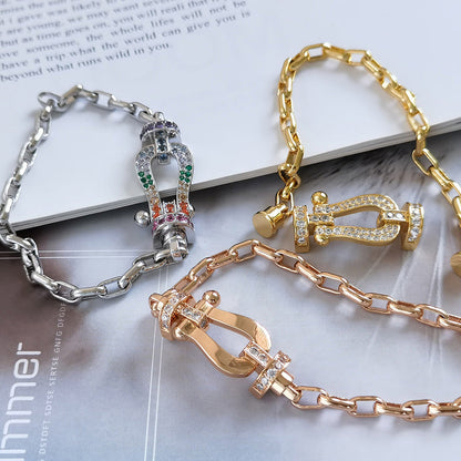 [Marin-Jewelry]FORCE LARGE HORSESHOE CLASP  METAL BRACELET