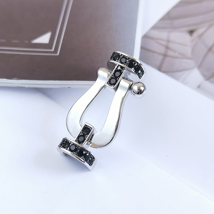 [Marin-Jewelry]FORCE LARGE HORSESHOE BLACK DIAMOND BRACELET SILVER