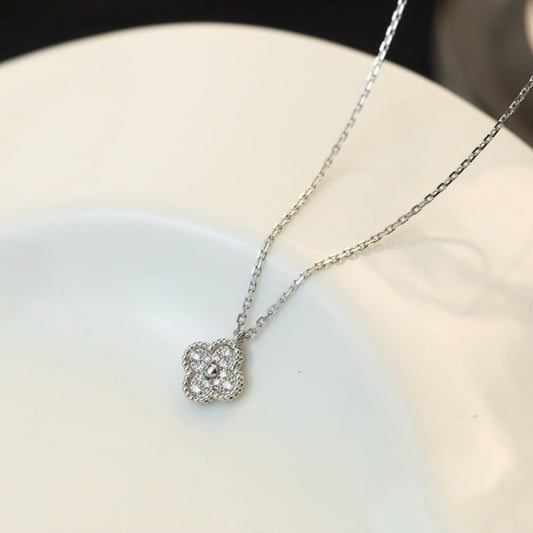 [Marin-Jewelry]CLOVER MINI 9.5MM PENDANT DIAMOND NECKLACE
