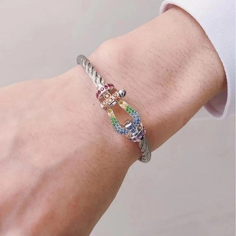 [Marin-Jewelry]FORCE LARGE HORSESHOE  COLORED DIAMOND BRACELET Marin-Jewelry GOLD