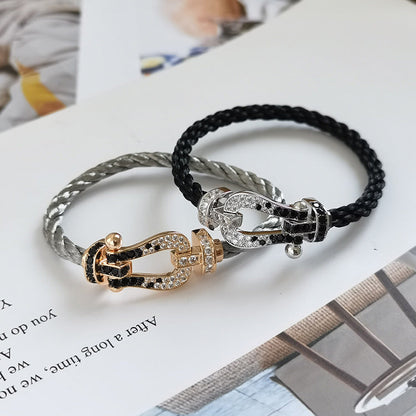 [Marin-Jewelry]FORCE LARGE HORSESHOE BLACK WHITE DIAMOND BRACELET Marin-Jewelry GOLD