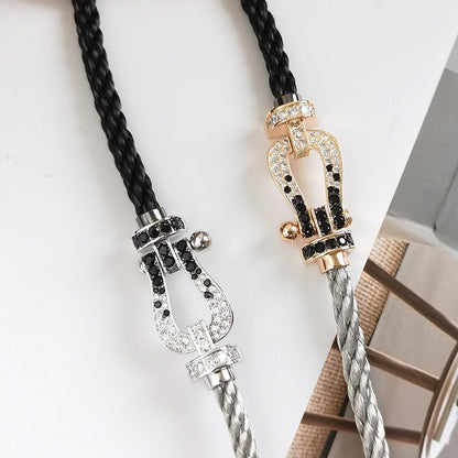 [Marin-Jewelry]FORCE LARGE HORSESHOE BLACK WHITE DIAMOND BRACELET Marin-Jewelry GOLD