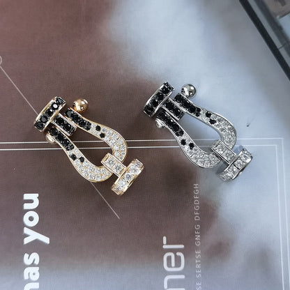 [Marin-Jewelry]FORCE LARGE HORSESHOE BLACK WHITE DIAMOND BRACELET SILVER