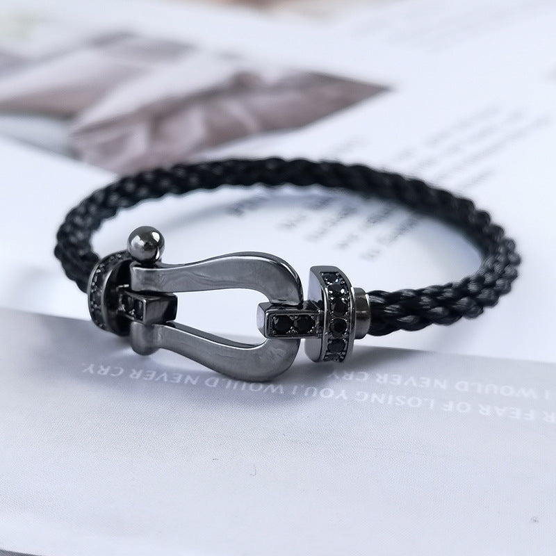 [Marin-Jewelry]FORCE LARGE SERIES HORSESHOE BLACK SAMURAI BRACELET