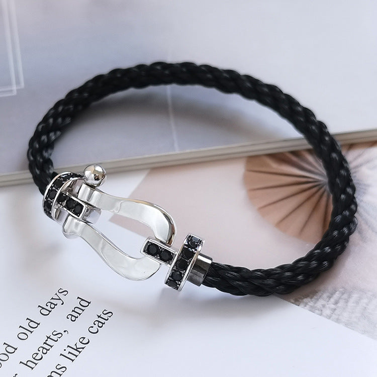 [Marin-Jewelry]FORCE LARGE HORSESHOE BLACK DIAMOND BRACELET SILVER