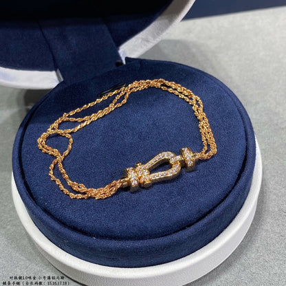 [Marin-Jewelry]FORCE SMALL HORSESHOE  DIAMOND CHAIN ROPE BRACELET