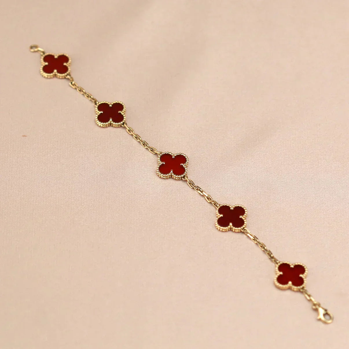 [Marin-Jewelry] CLOVER 5 MOTIF RED CORNELIAN BRACELET COLLECTION