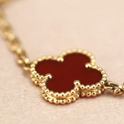 [Marin-Jewelry] CLOVER 5 MOTIF RED CORNELIAN BRACELET COLLECTION