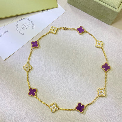 [Marin-Jewelry Jewelry]CLOVER 10 MOTIFS  PURPLE VIOLET DIAMOND NECKLACE
