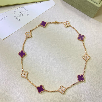 [Marin-Jewelry Jewelry]CLOVER 10 MOTIFS  PURPLE VIOLET DIAMOND NECKLACE