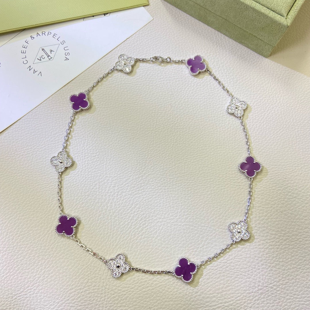 [Marin-Jewelry Jewelry]CLOVER 10 MOTIFS  PURPLE VIOLET DIAMOND NECKLACE