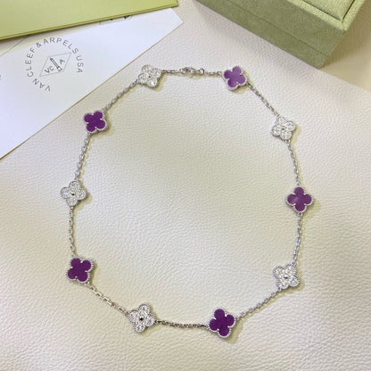 [Marin-Jewelry Jewelry]CLOVER 10 MOTIFS  PURPLE VIOLET DIAMOND NECKLACE