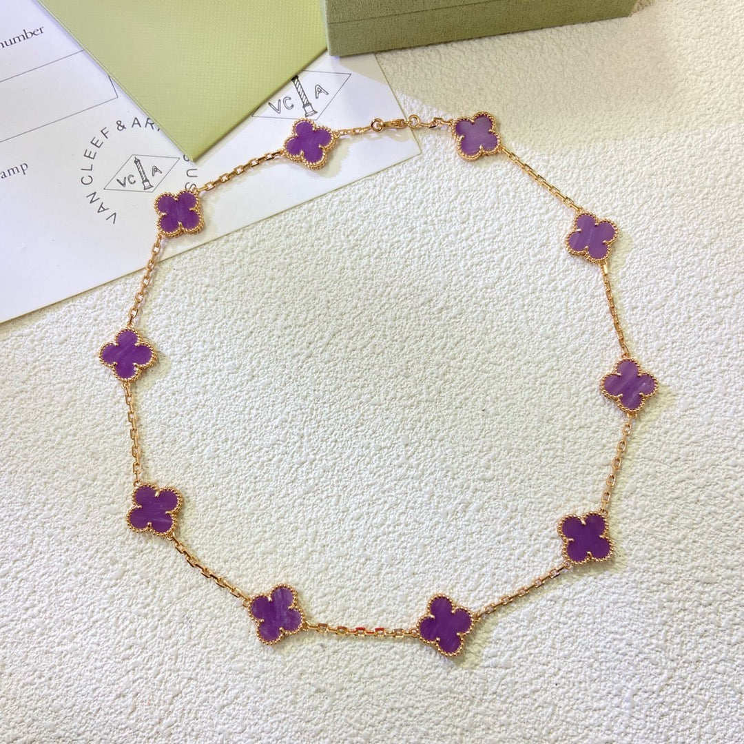 [Marin-Jewelry Jewelry]CLOVER 10 MOTIFS  PURPLE VIOLET  NECKLACE
