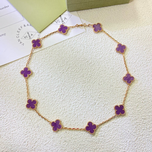[Marin-Jewelry Jewelry]CLOVER 10 MOTIFS  PURPLE VIOLET  NECKLACE