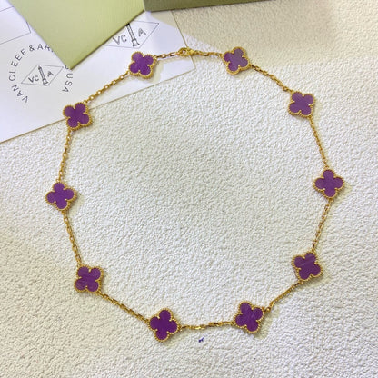 [Marin-Jewelry Jewelry]CLOVER 10 MOTIFS  PURPLE VIOLET  NECKLACE