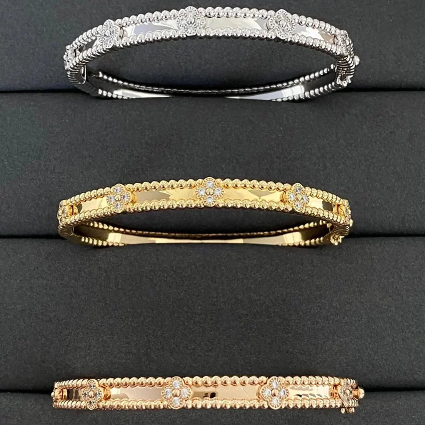 [Marin-Jewelry]CLOVER BRACELET 4MM DIAMONDS
