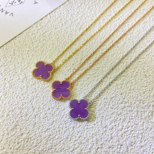 [Marin-Jewelry Jewelry]CLOVER 15MM  PURPLE VIOLET NECKLACE