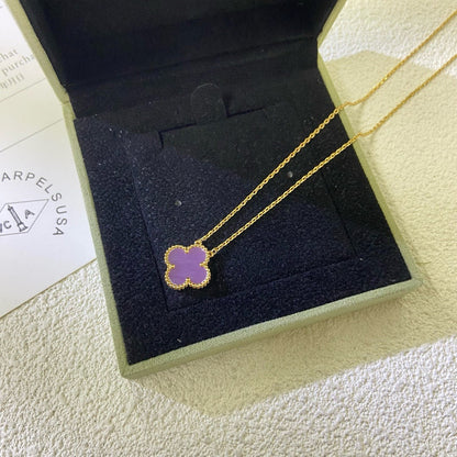 [Marin-Jewelry Jewelry]CLOVER 15MM  PURPLE VIOLET NECKLACE