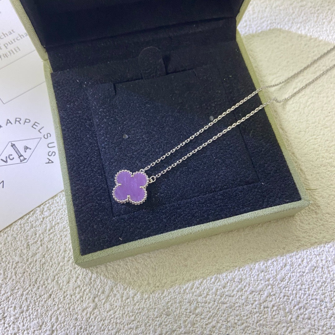 [Marin-Jewelry Jewelry]CLOVER 15MM  PURPLE VIOLET NECKLACE