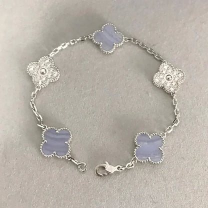 [Marin-Jewelry] CLOVER 5 MOTIF PURPLE CHALCEDONY BRACELET COLLECTION