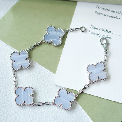 [Marin-Jewelry] CLOVER 5 MOTIF PURPLE CHALCEDONY BRACELET COLLECTION