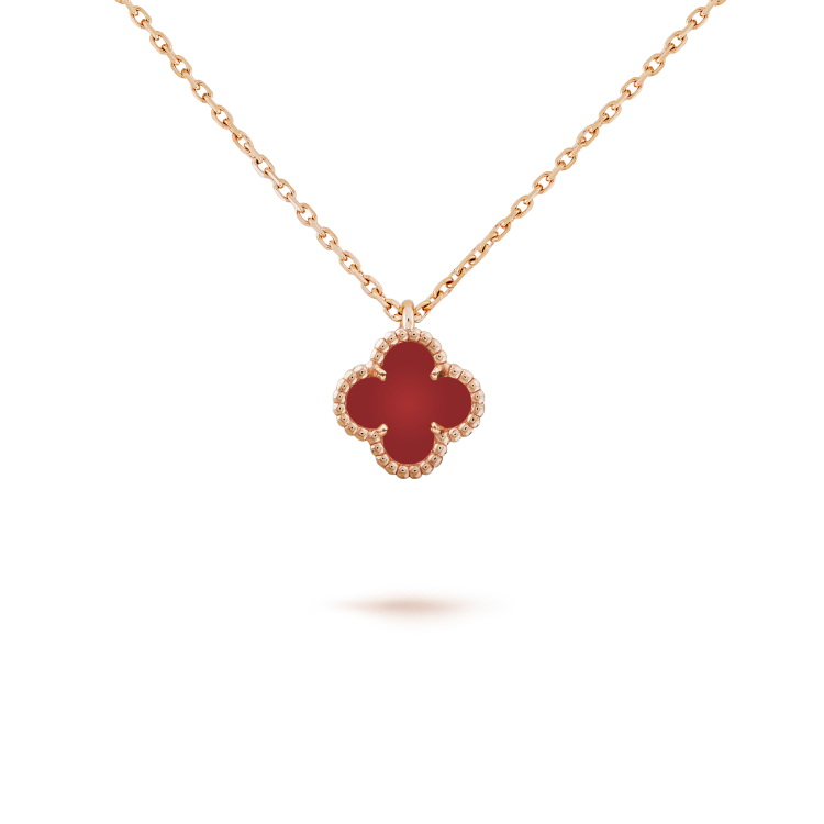 [Marin-Jewelry]CLOVER MINI 9.5MM WHITE CARNELIANS NECKLACE