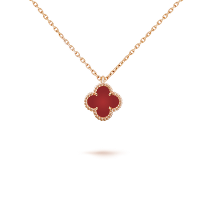 [Marin-Jewelry]CLOVER MINI 9.5MM WHITE CARNELIANS NECKLACE