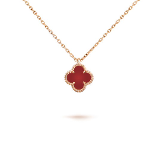 [Marin-Jewelry]CLOVER MINI 9.5MM WHITE CARNELIANS NECKLACE