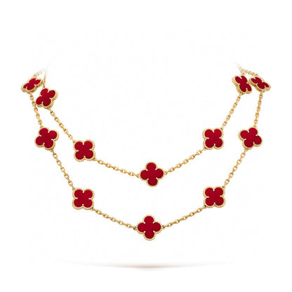 [Marin-Jewelry]CLOVER 20 MOTIFS CARNELIAN NECKLACE