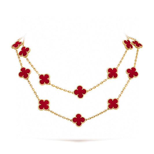 [Marin-Jewelry]CLOVER 20 MOTIFS CARNELIAN NECKLACE