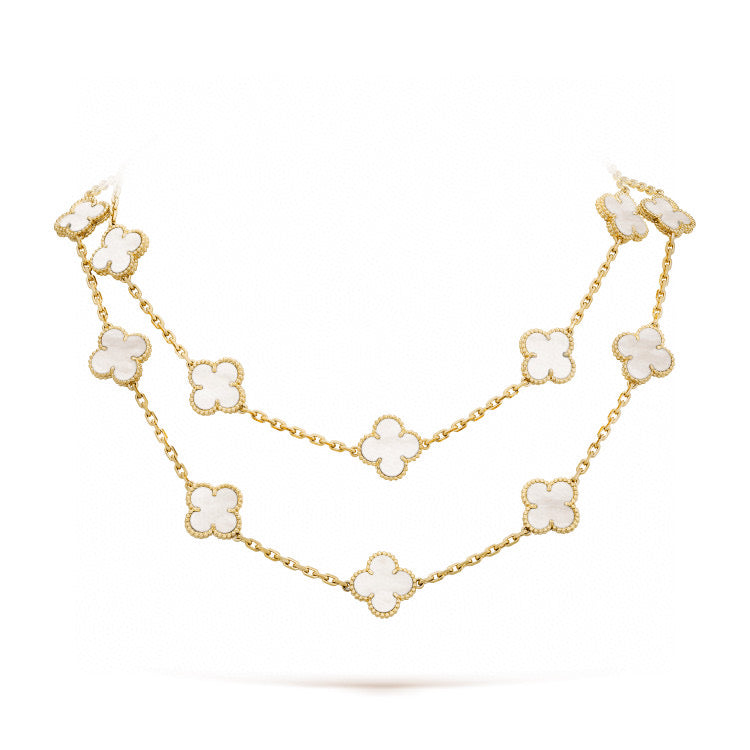 [Marin-Jewelry]CLOVER 20 MOTIFS WHITE MOP NECKLACE