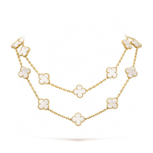 [Marin-Jewelry]CLOVER 20 MOTIFS WHITE MOP NECKLACE