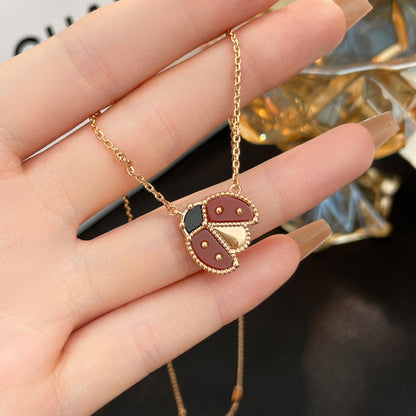 [Marin-Jewelry]LUCKY  CARNELIANS LADYBUG NECKLACE