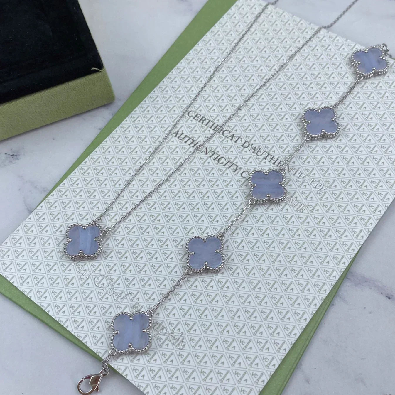 [Marin-Jewelry] CLOVER 5 MOTIF PURPLE CHALCEDONY BRACELET COLLECTION