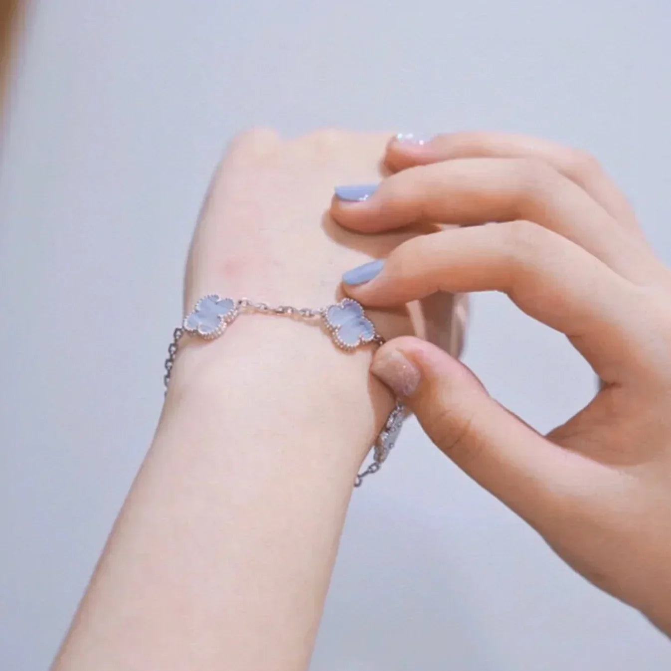 [Marin-Jewelry] CLOVER 5 MOTIF PURPLE CHALCEDONY BRACELET COLLECTION
