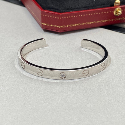 [Marin-Jewelry]LOVE BRACELET 6.1MM 1 DIAMOND OPEN CUFF
